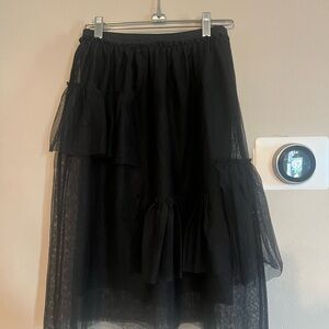 Zara Black Asymmetrical Bubble Midi Skirt